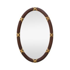 French Vintage Oval Mirror, Carved Wood & Gilding, circa 1950