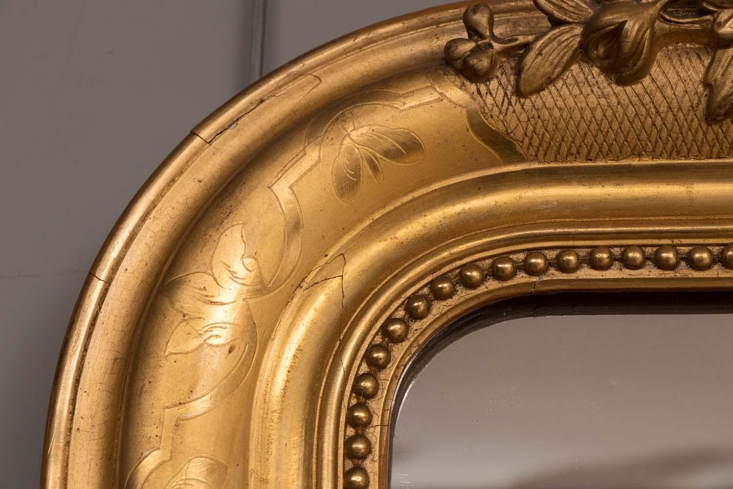 Gilt French Antique Overmantle Gilded Mirror