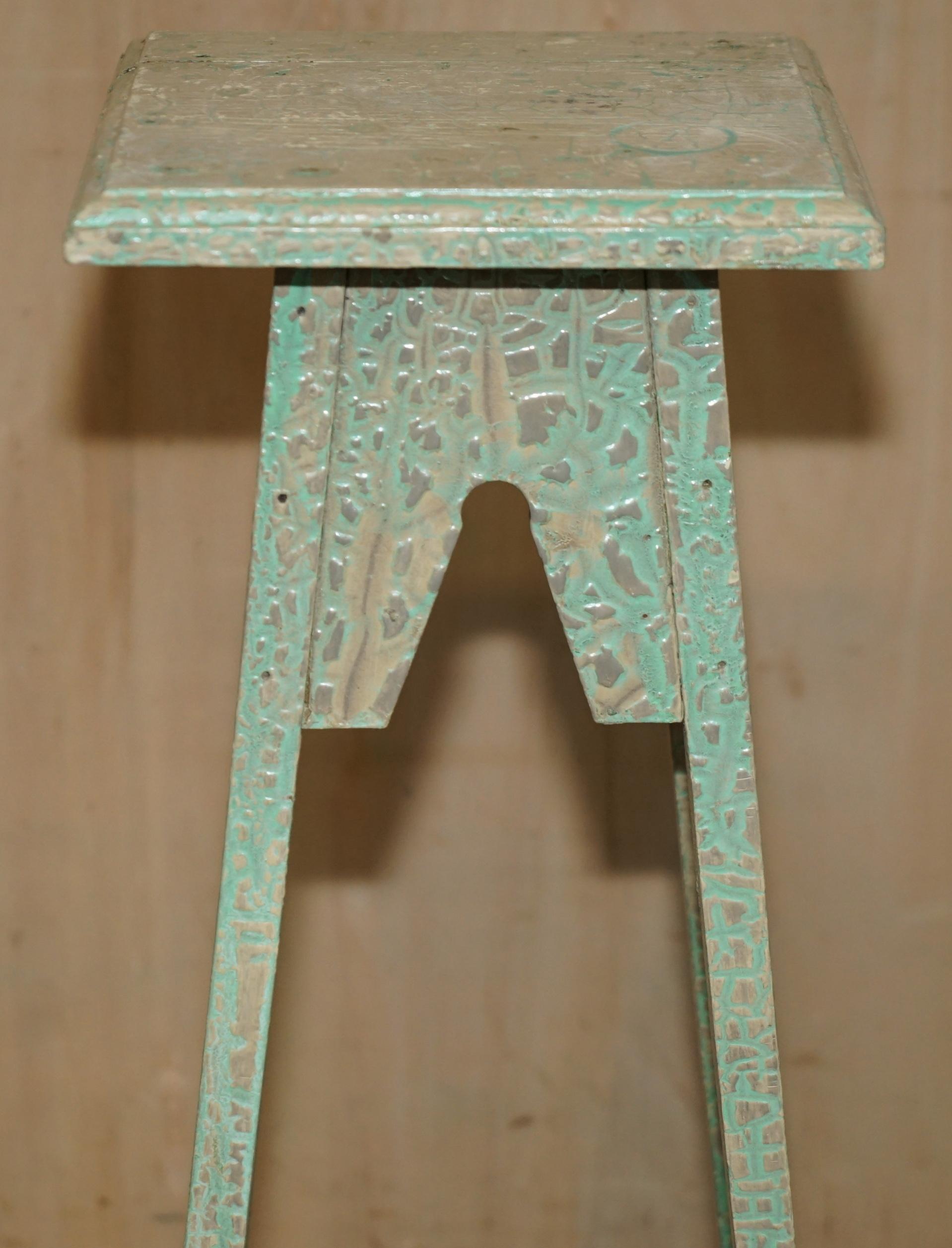 French FRENCH ANTIQUE PAINTED 1920's HAND JARDINIERE TABLE OR PLANT STAND PEDESTAL For Sale