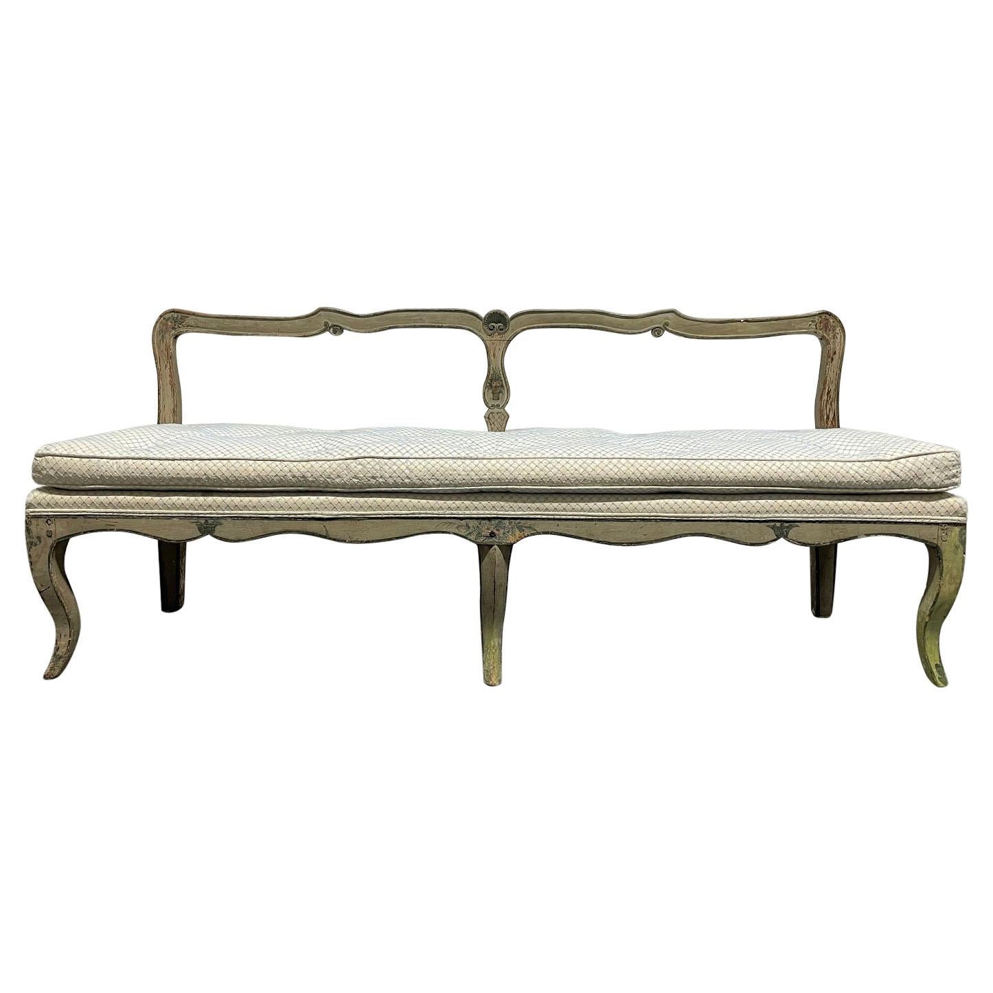 French Antique Painted Bench For Sale