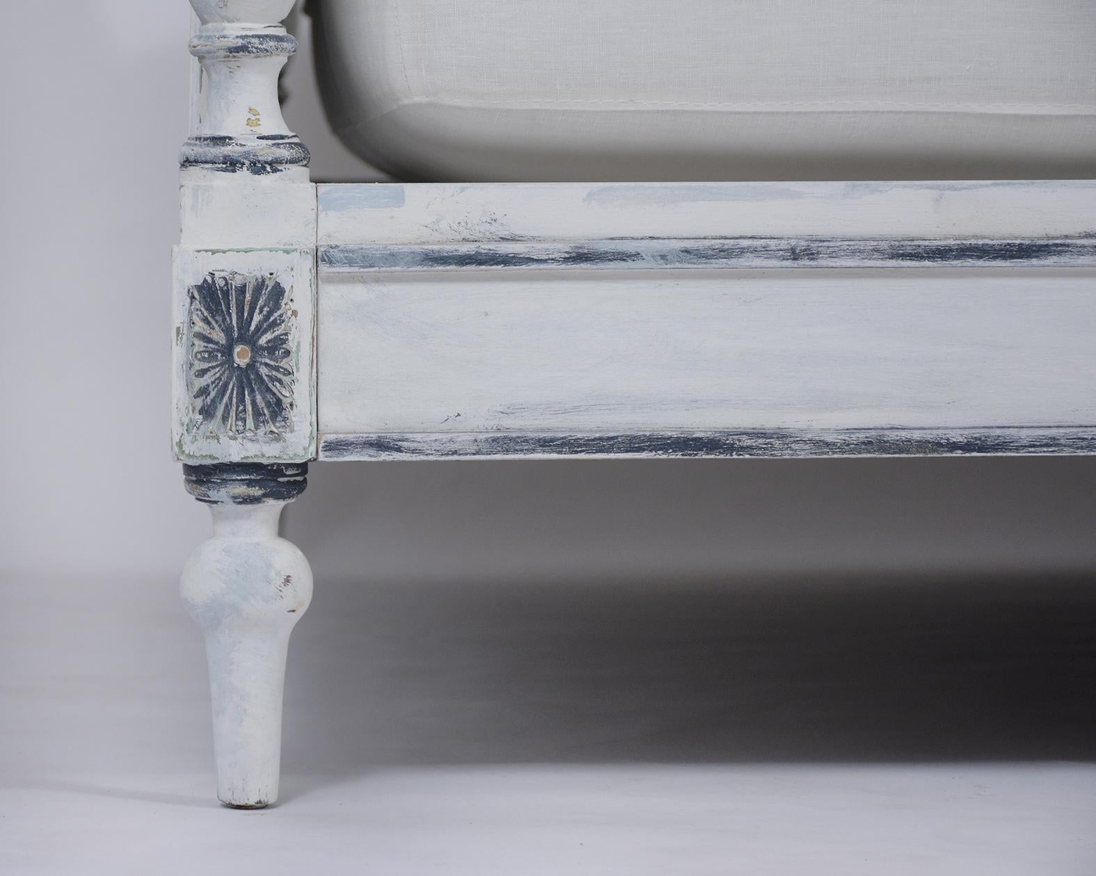 Hand-Carved French Antique Empire Painted Daybed