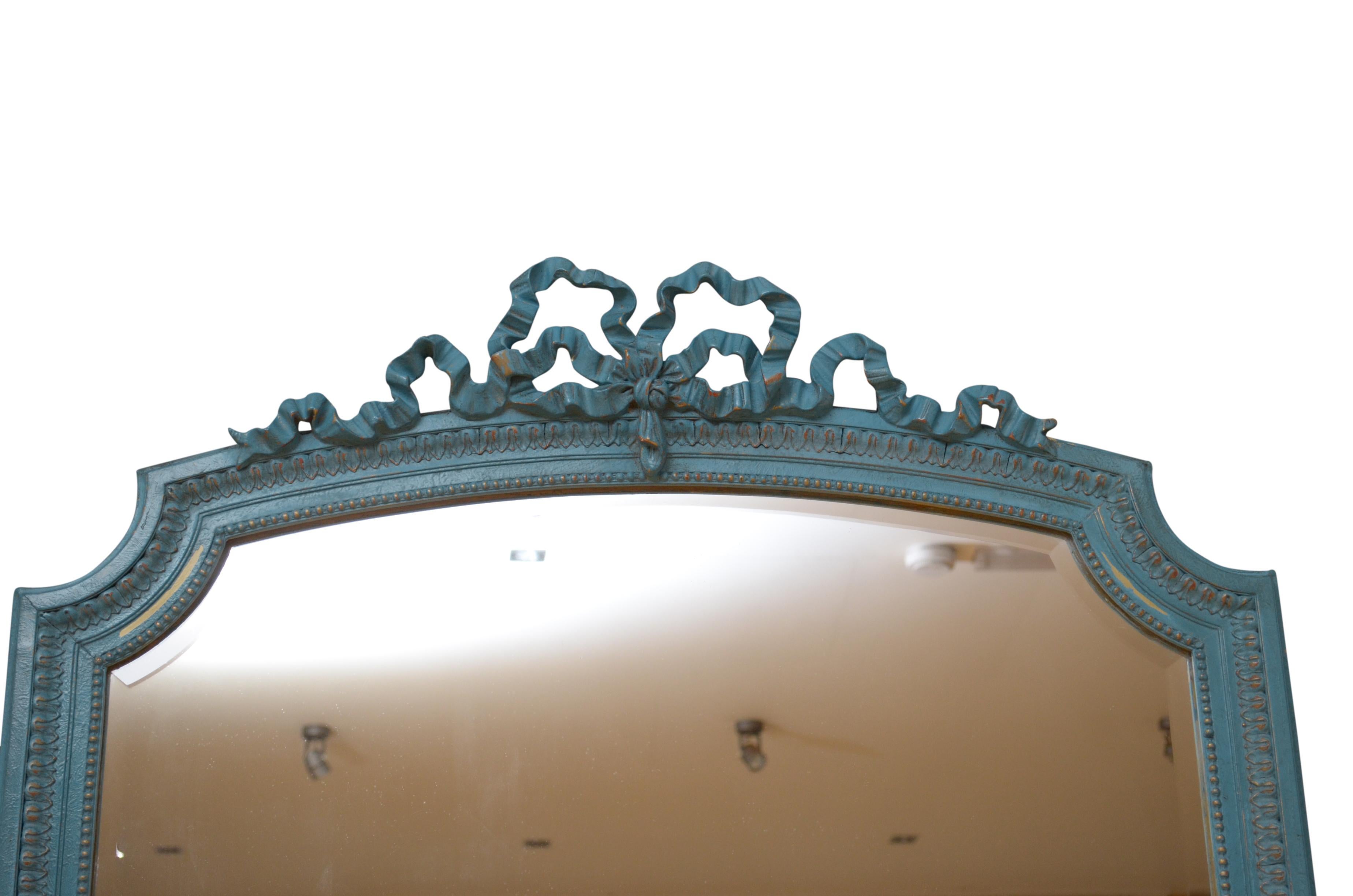 French Antique Painted Wall Mirror H140cm For Sale 2