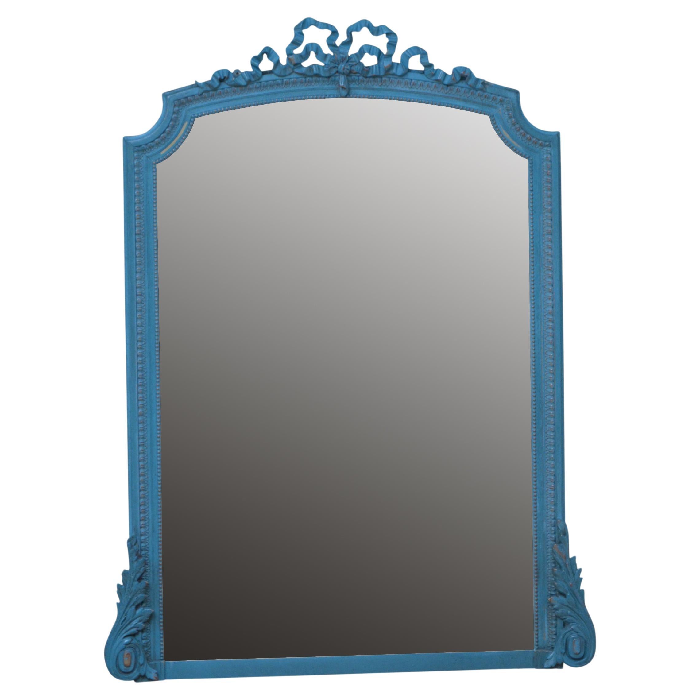 French Antique Painted Wall Mirror H140cm For Sale