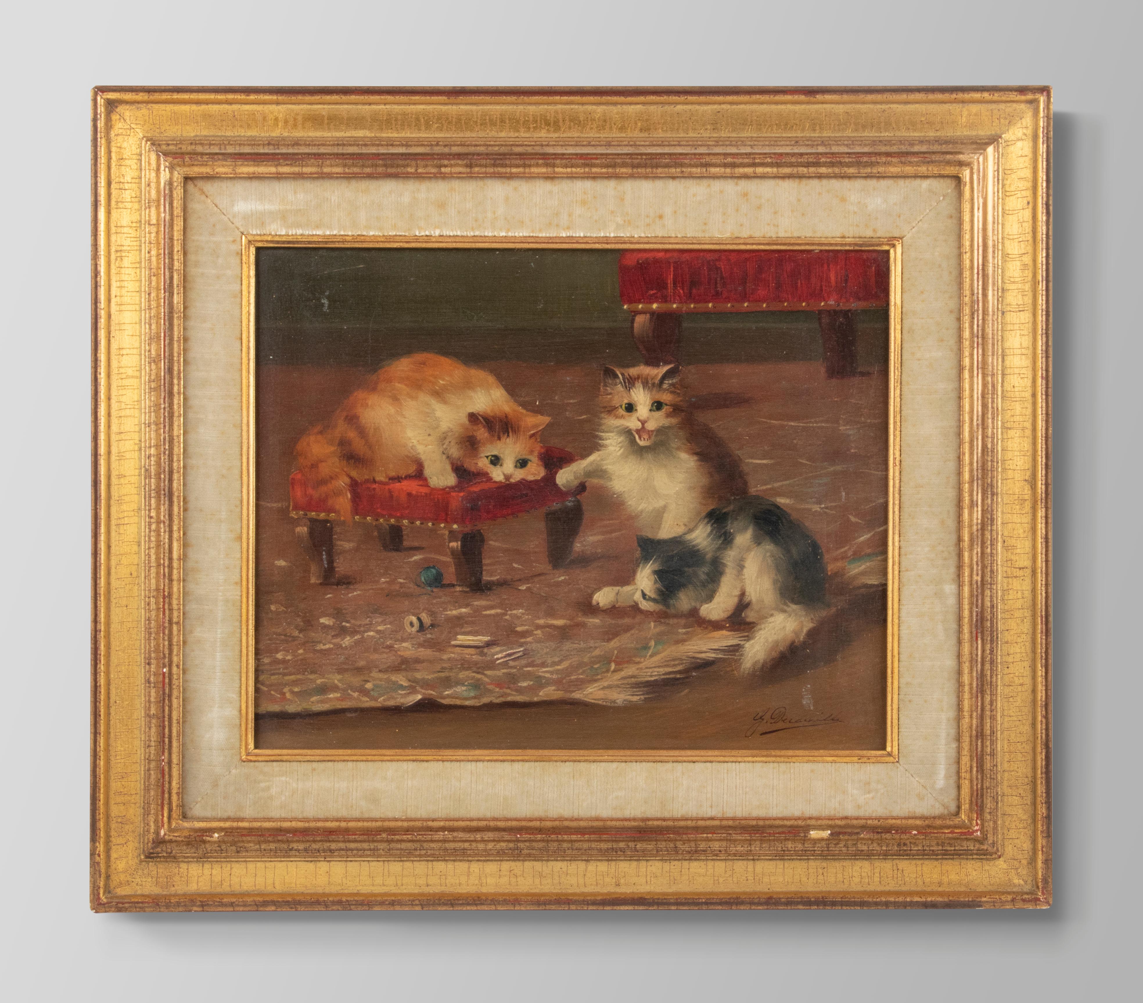 antique cat painting