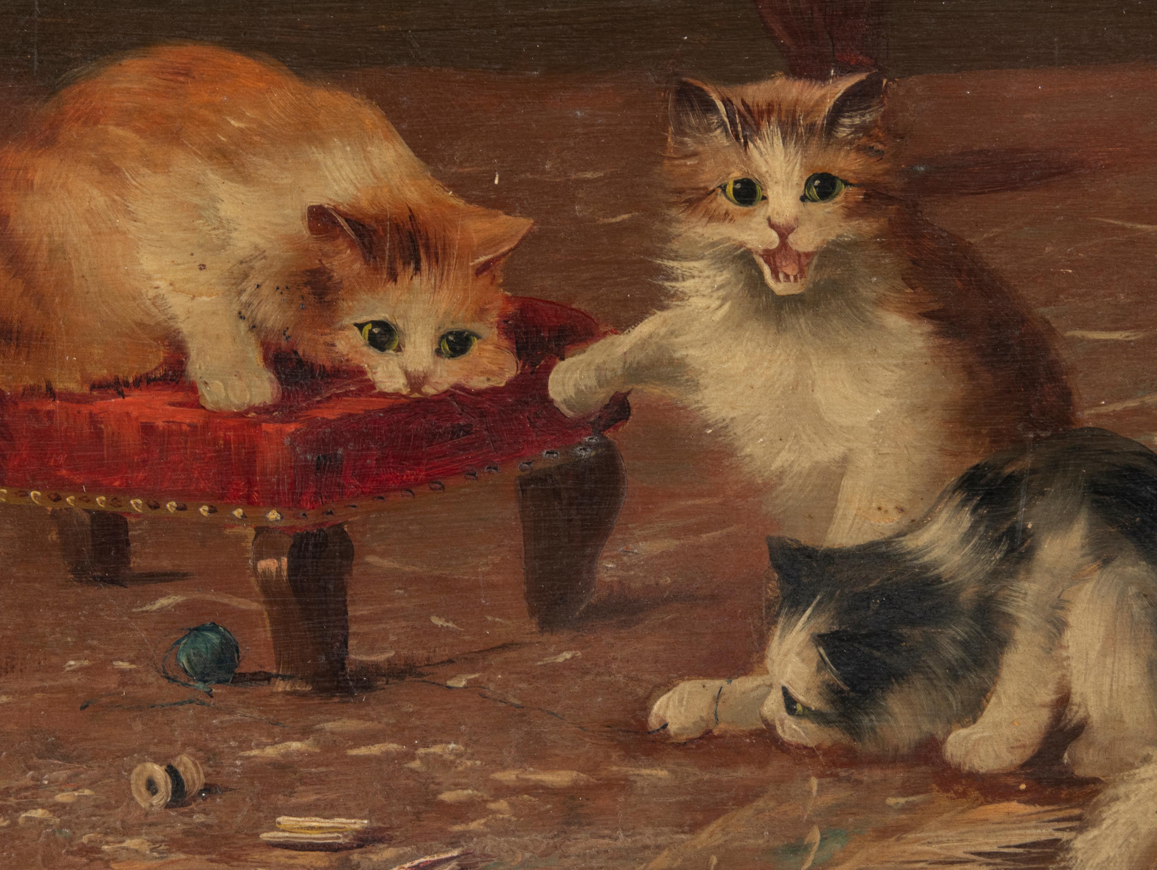 old painting of cats