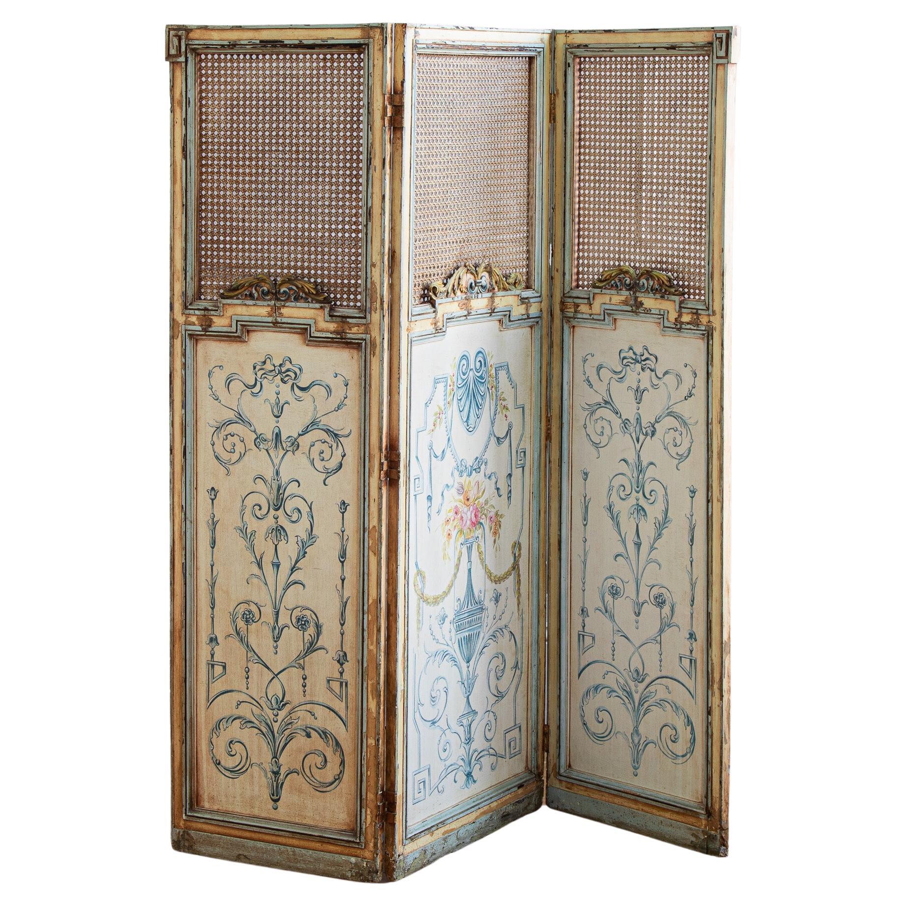 French Antique Paravent Screen For Sale
