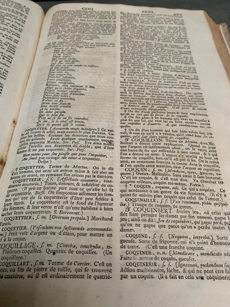 French Antique Parchment Book, Dictionary Dated 1769 at 1stDibs