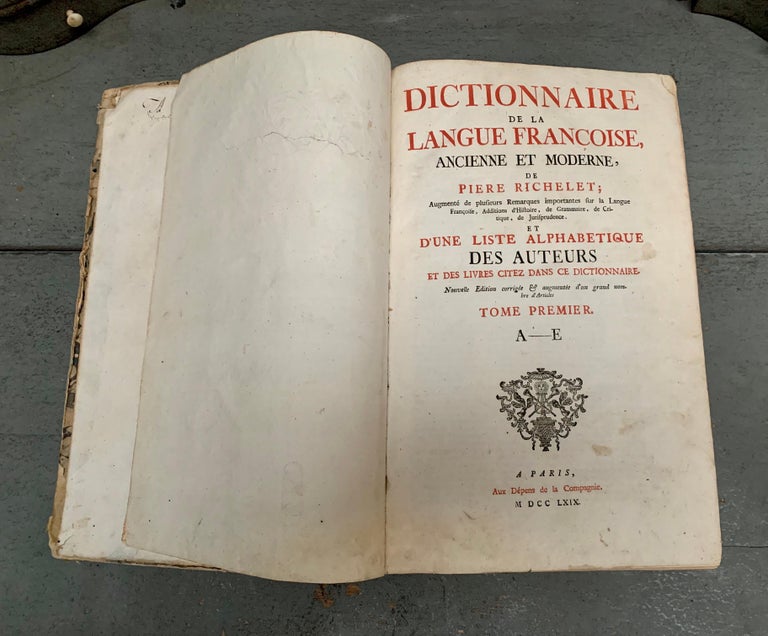 French Antique Parchment Book, Dictionary Dated 1769 at 1stDibs