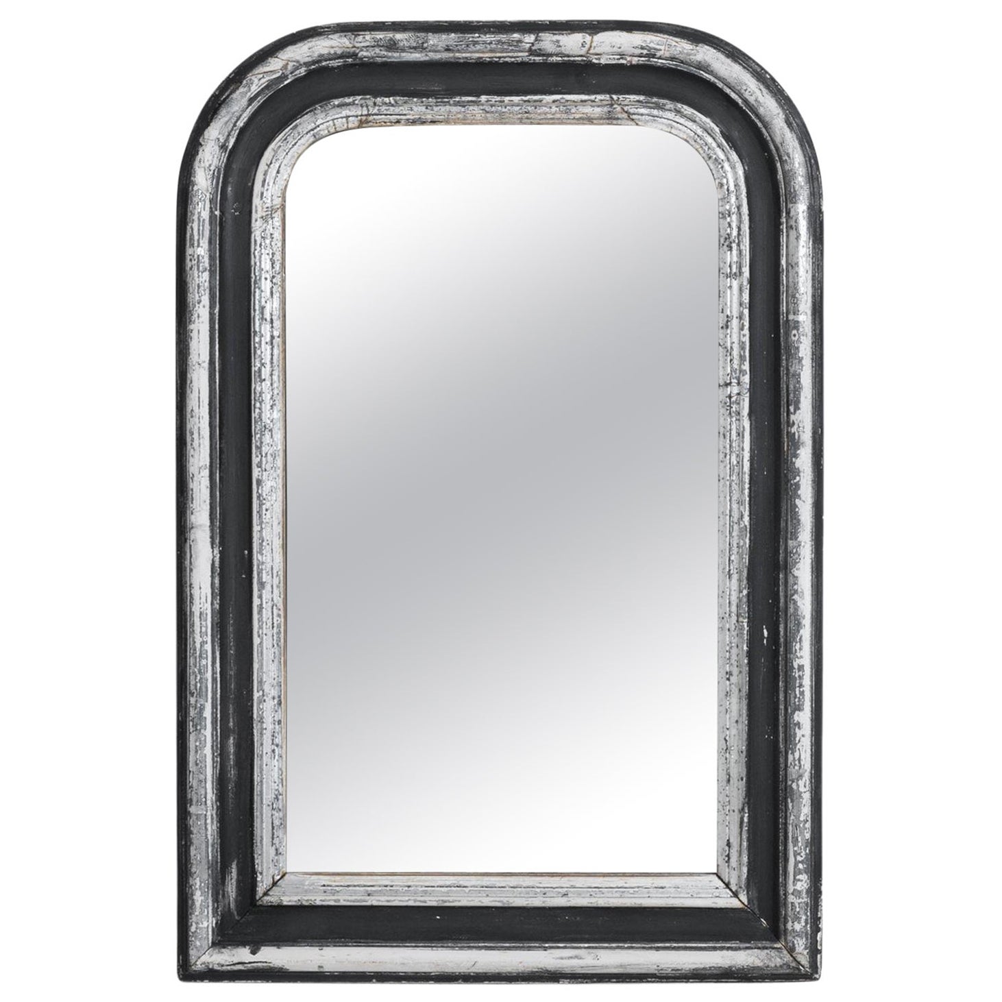 French Antique Patinated Mirror, Wood Frame, Elegant Design, 1900s For Sale