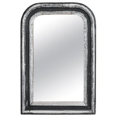 French Antique Patinated Mirror, Wood Frame, Elegant Design, 1900s