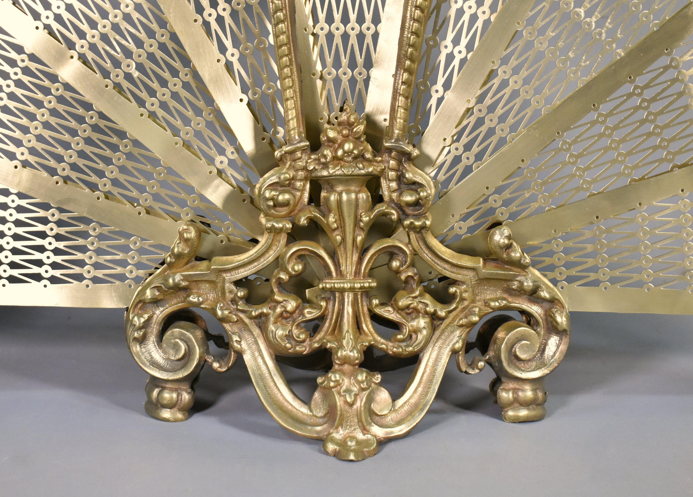 French Antique Peacock Fire Screen Napoleon III Style For Sale 6