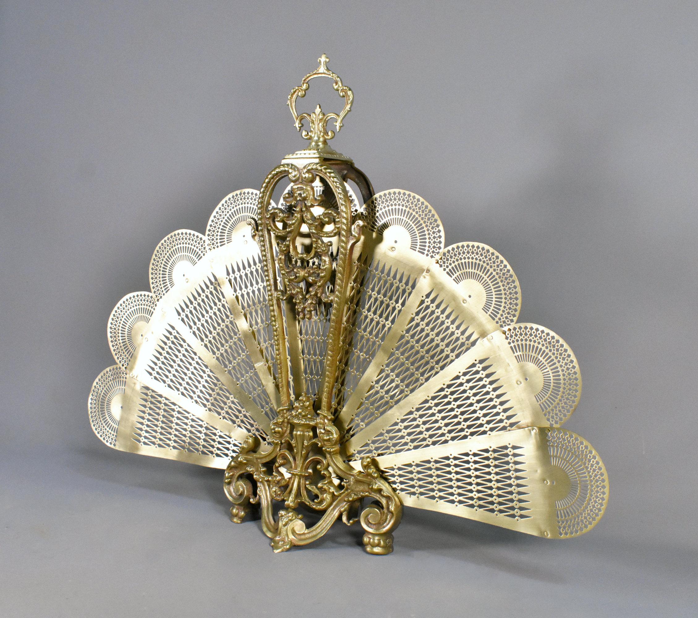 Metalwork French Antique Peacock Fire Screen Napoleon III Style For Sale