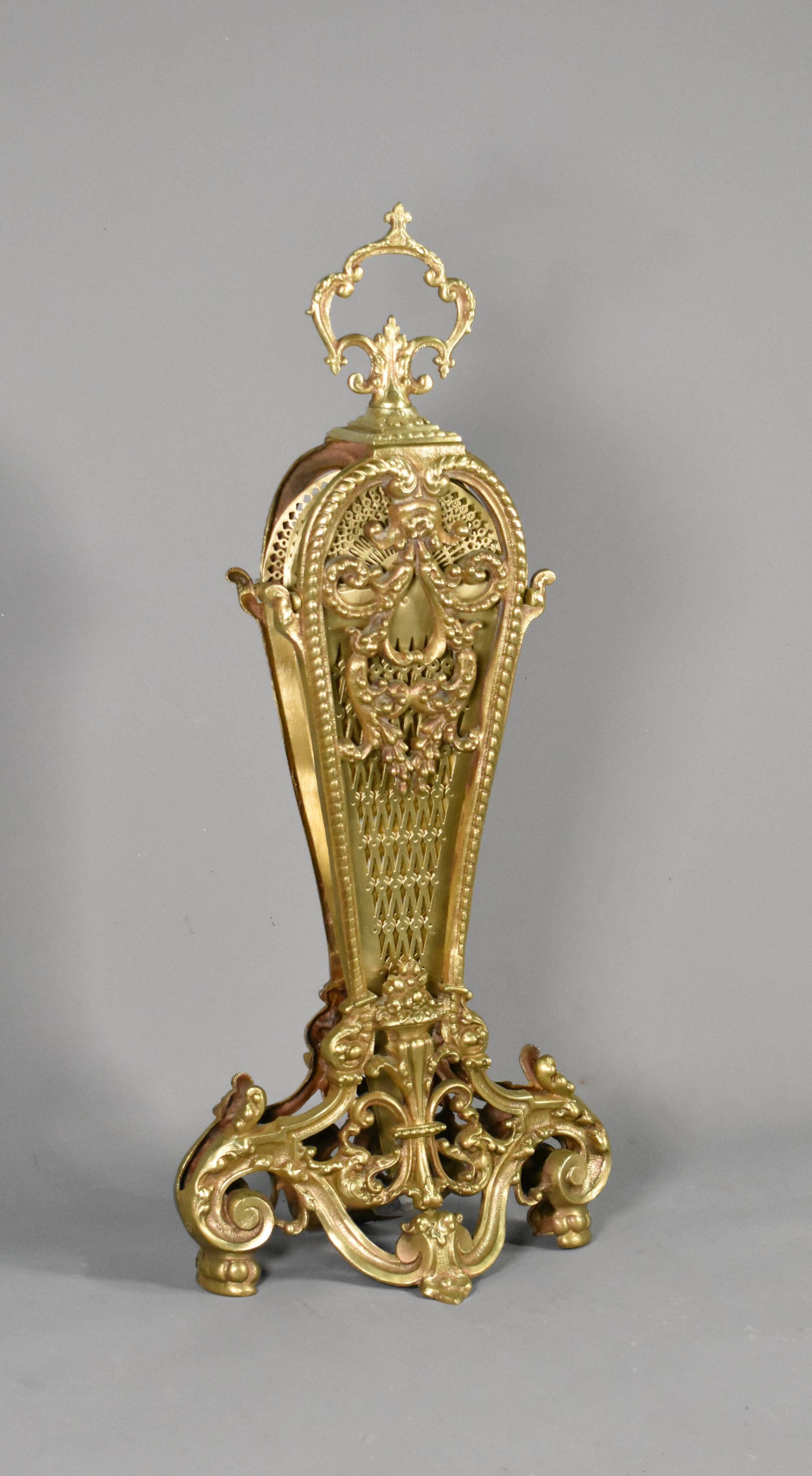 Early 20th Century French Antique Peacock Fire Screen Napoleon III Style For Sale