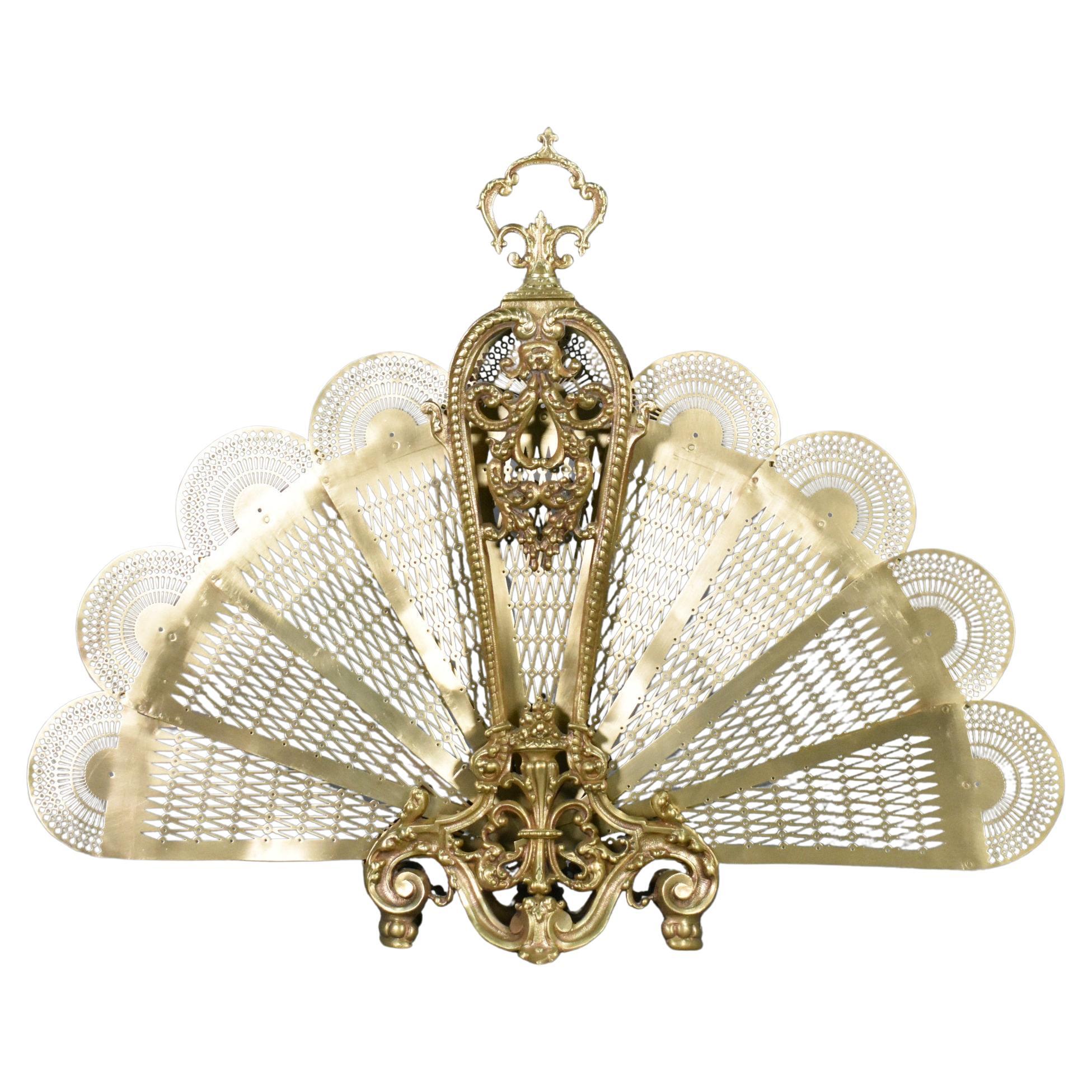 French Antique Peacock Fire Screen Napoleon III Style For Sale