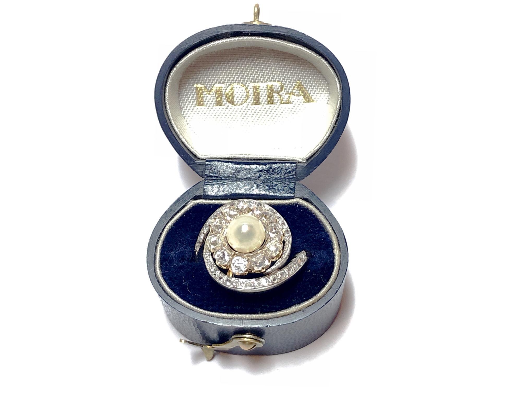 Women's French Antique Pearl and Diamond Ring
