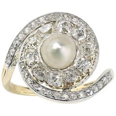 French Antique Pearl and Diamond Ring