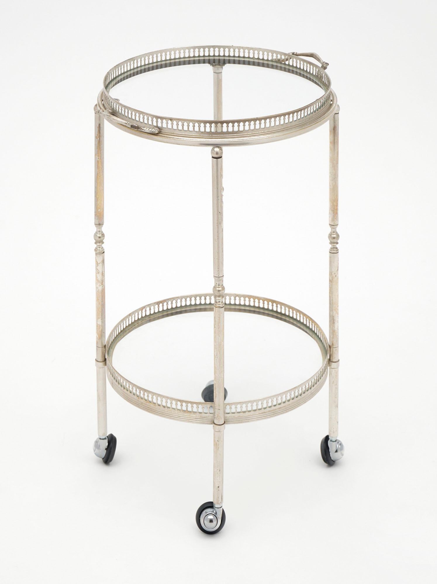 Silver French Antique Petite Bar Cart For Sale