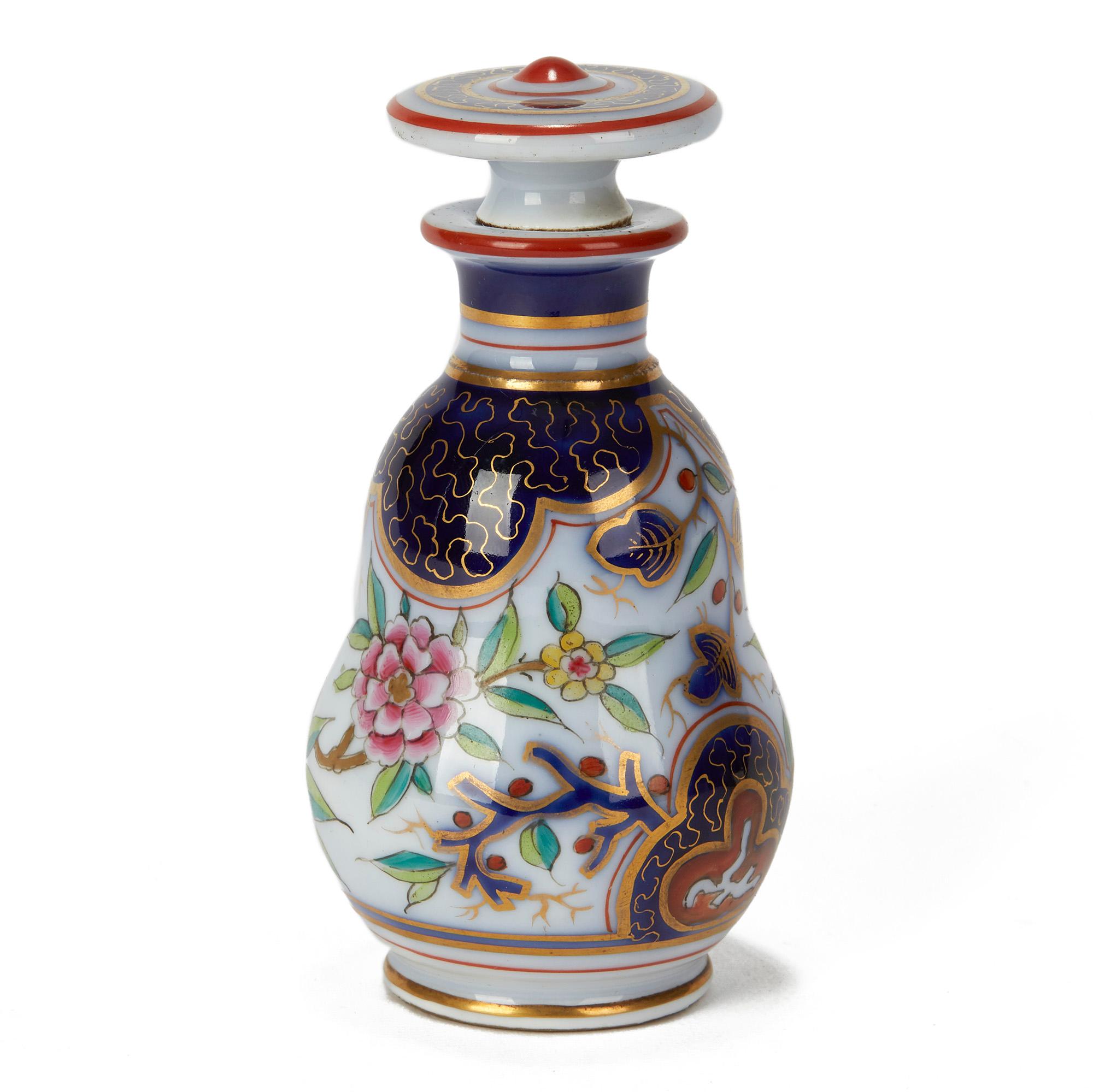 Ceramic French Antique Porcelain Imari Design Scent Bottle, 19th Century For Sale