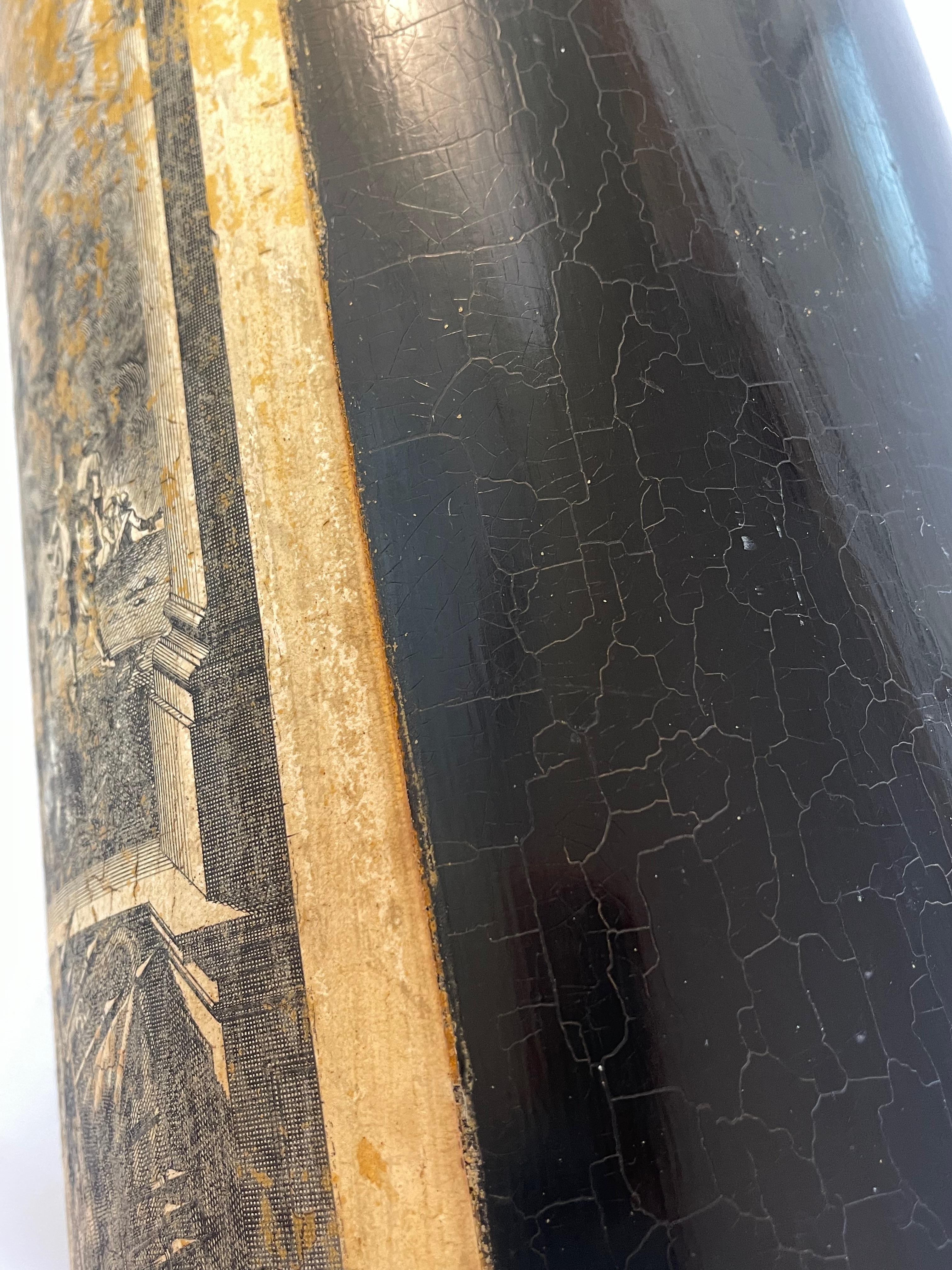 French Antique Print Umbrella Stand Mid Century, Original Engrave of Valencia 2