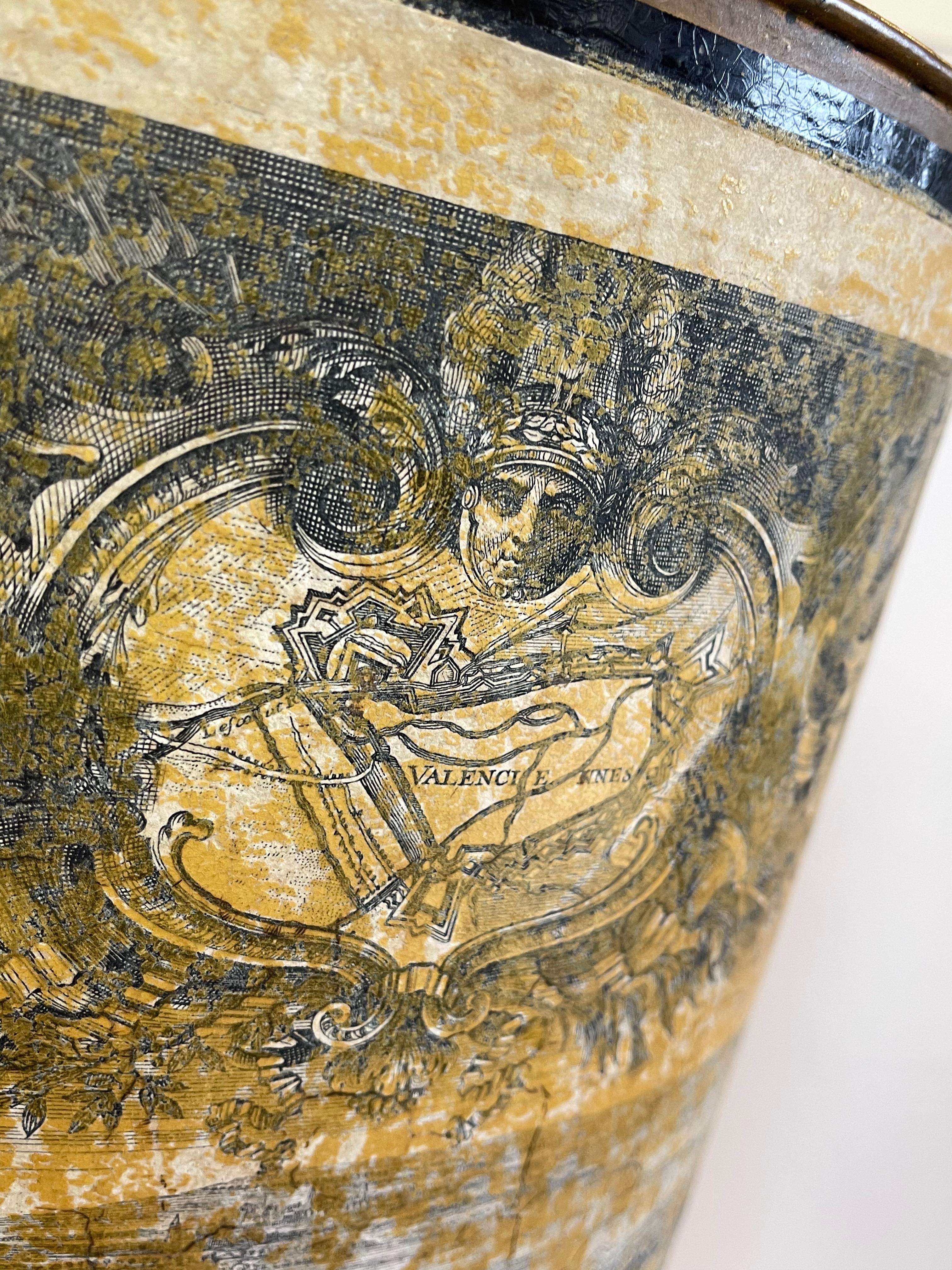 French Antique Print Umbrella Stand Mid Century, Original Engrave of Valencia In Good Condition In Andernach, DE