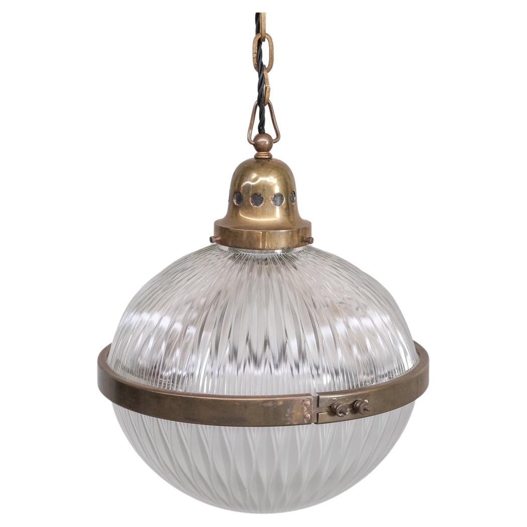 Monumental 1910s Vintage Industrial Holophane Warehouse Pendant Light