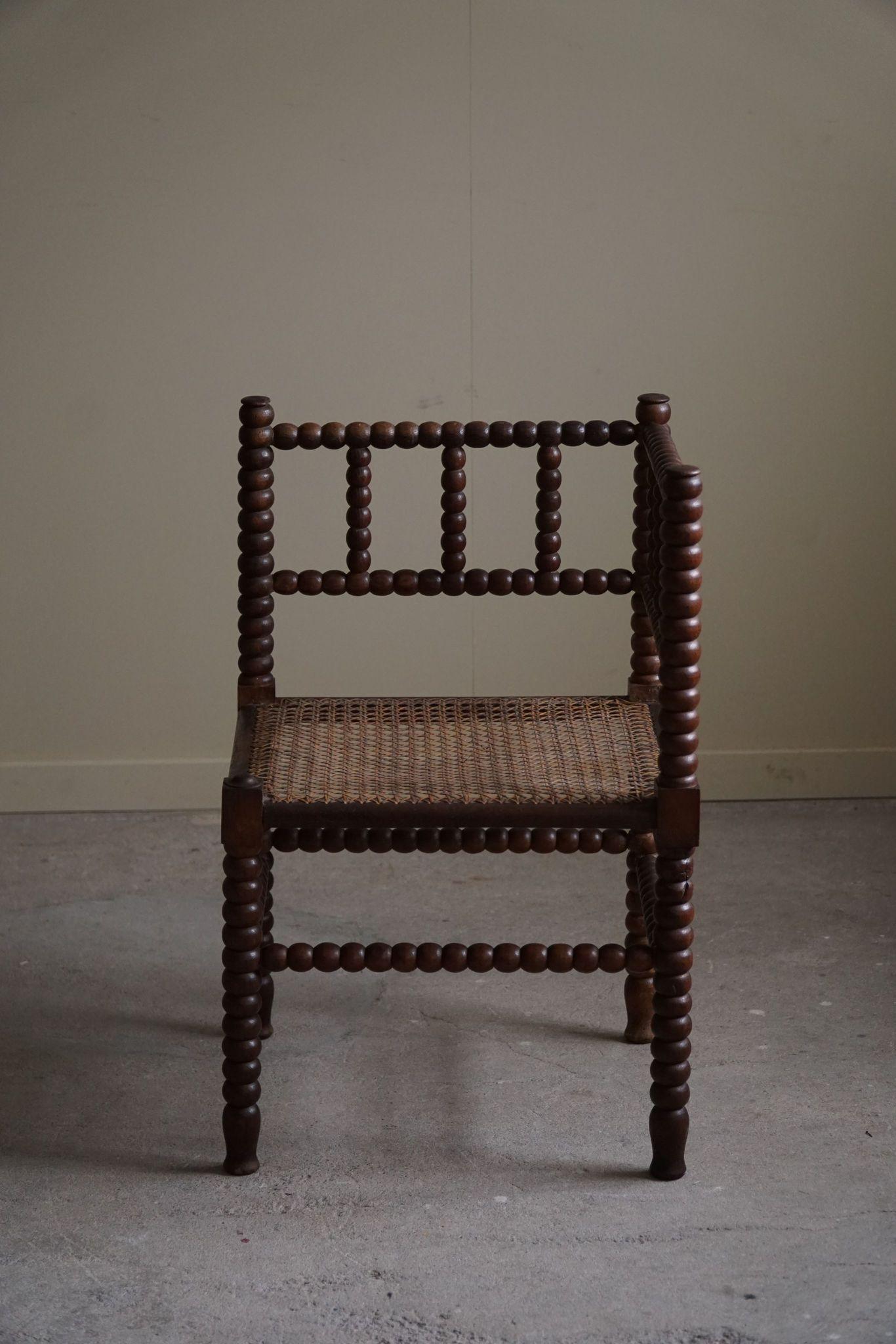 French Antique Provincial Hand Crafted Bobbin Corner Chair, Mid-19th Century For Sale 7