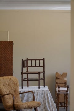 French Antique Provincial Hand Crafted Bobbin Corner Chair, Mid-19th Century