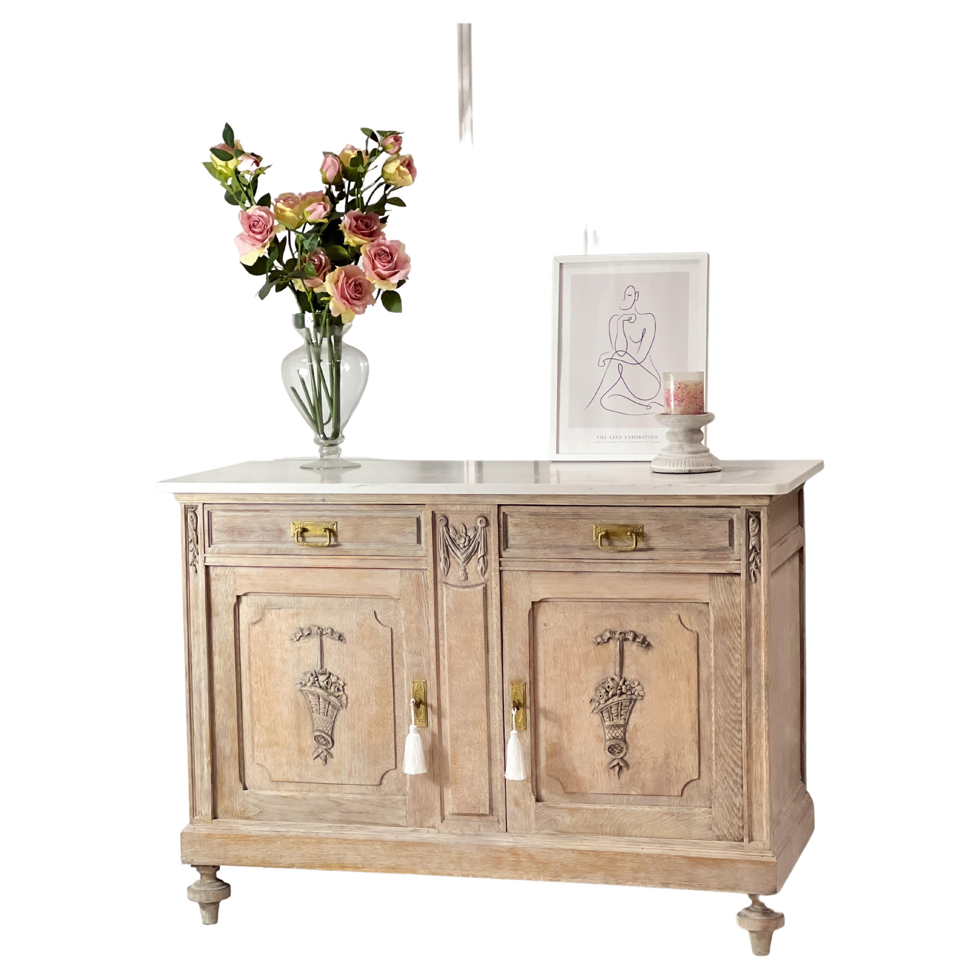 French Antique Provincial Marble Sideboard at 1stDibs