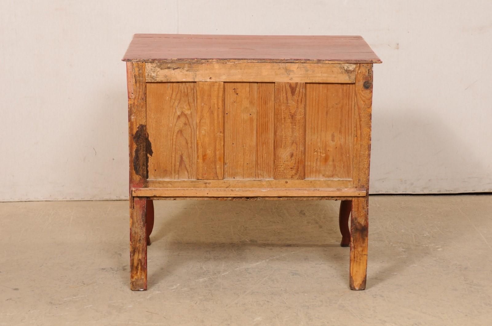 French Antique Raised Chest w/its Original Finish, Rococo Hardware, & Hoof Feet For Sale 5