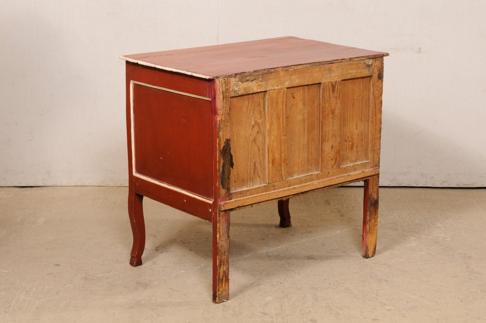 French Antique Raised Chest w/its Original Finish, Rococo Hardware, & Hoof Feet For Sale 6