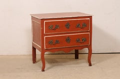 Charming French Antique Chest w/ Original Finish, Rococo Hardware, & Hoof Feet