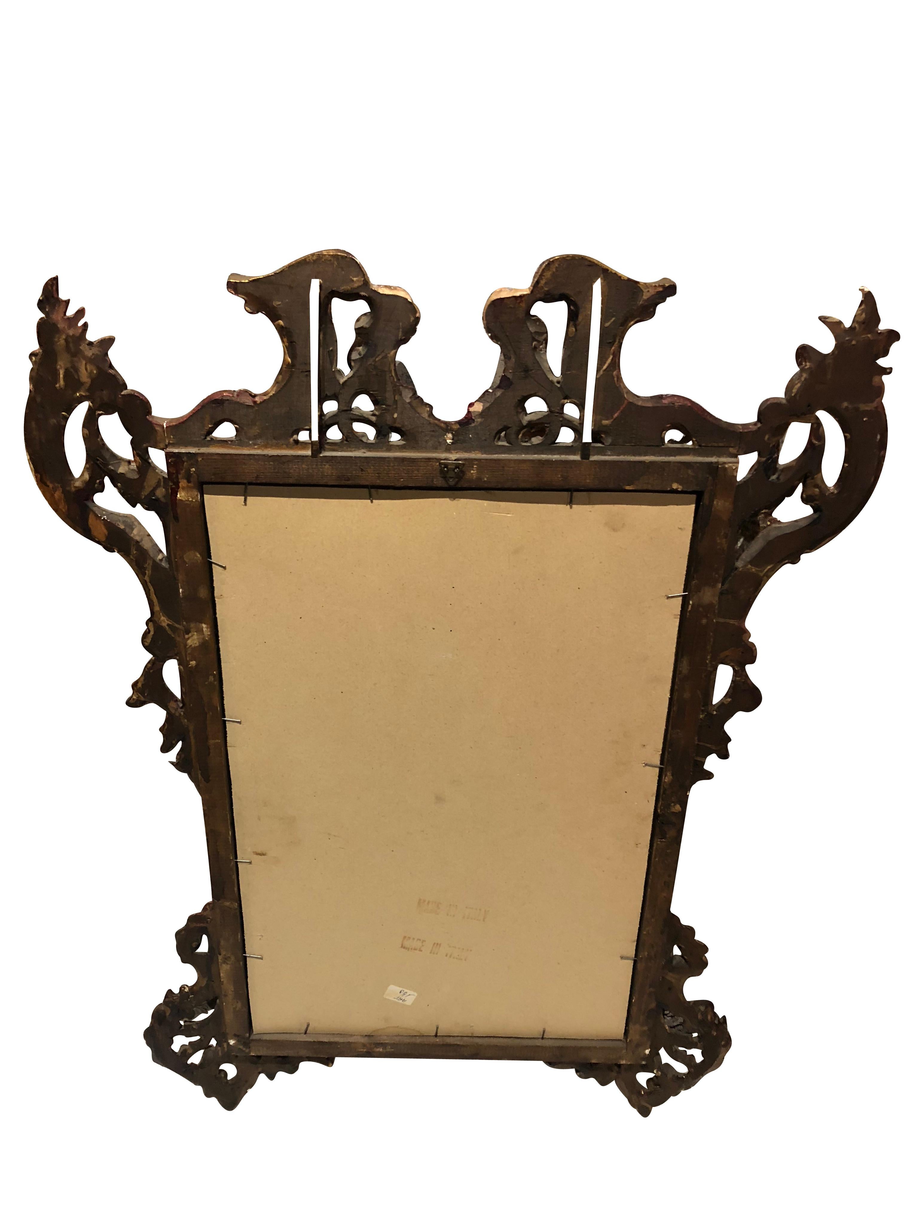 19th Century French Antique Rococo Style Giltwood Carved Mirror For Sale