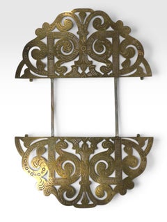 French Antique Rolling Expandable Brass Silverplate Trivet, Au Bon Marché Paris.