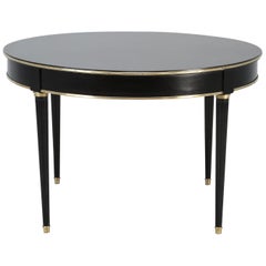 French Antique Round Louis XVI Style Ebonized Table, Correctly Restored