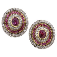 Orecchini a grappolo di rubini e diamanti Antique French