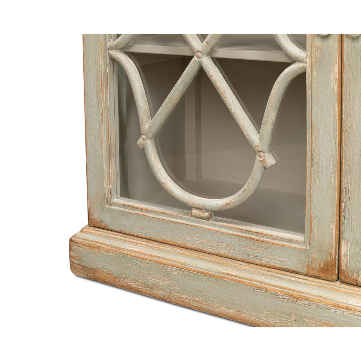 Wood French Antique Sage Credenza For Sale