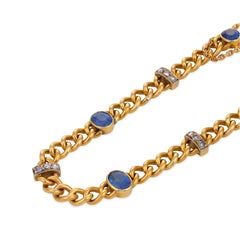 French antique sapphire diamond 18k yellow gold bracelet