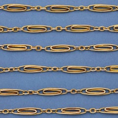 French Antique Sautoir - 18K solid gold Victorian chain Necklace - 31.3 Inch