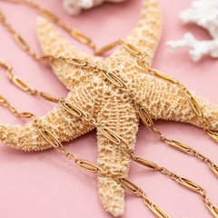 French Antique Sautoir - 18K solid gold Victorian chain Necklace - 31.3 Inch