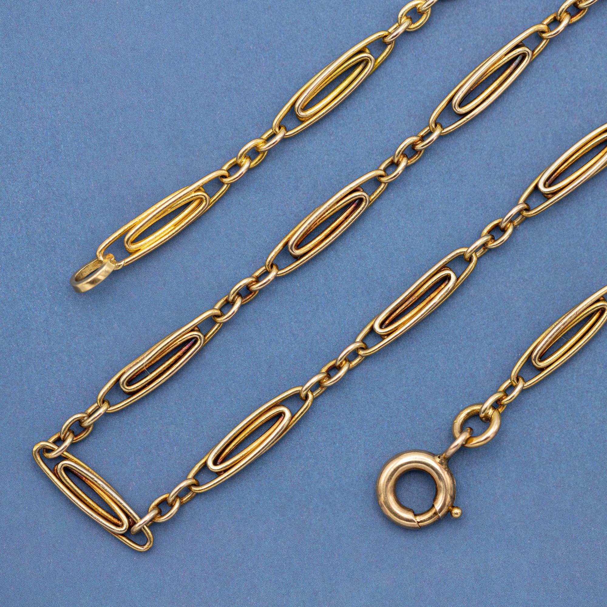 French Antique Sautoir - 18K solid gold Victorian chain Necklace - 31.3 Inch 3