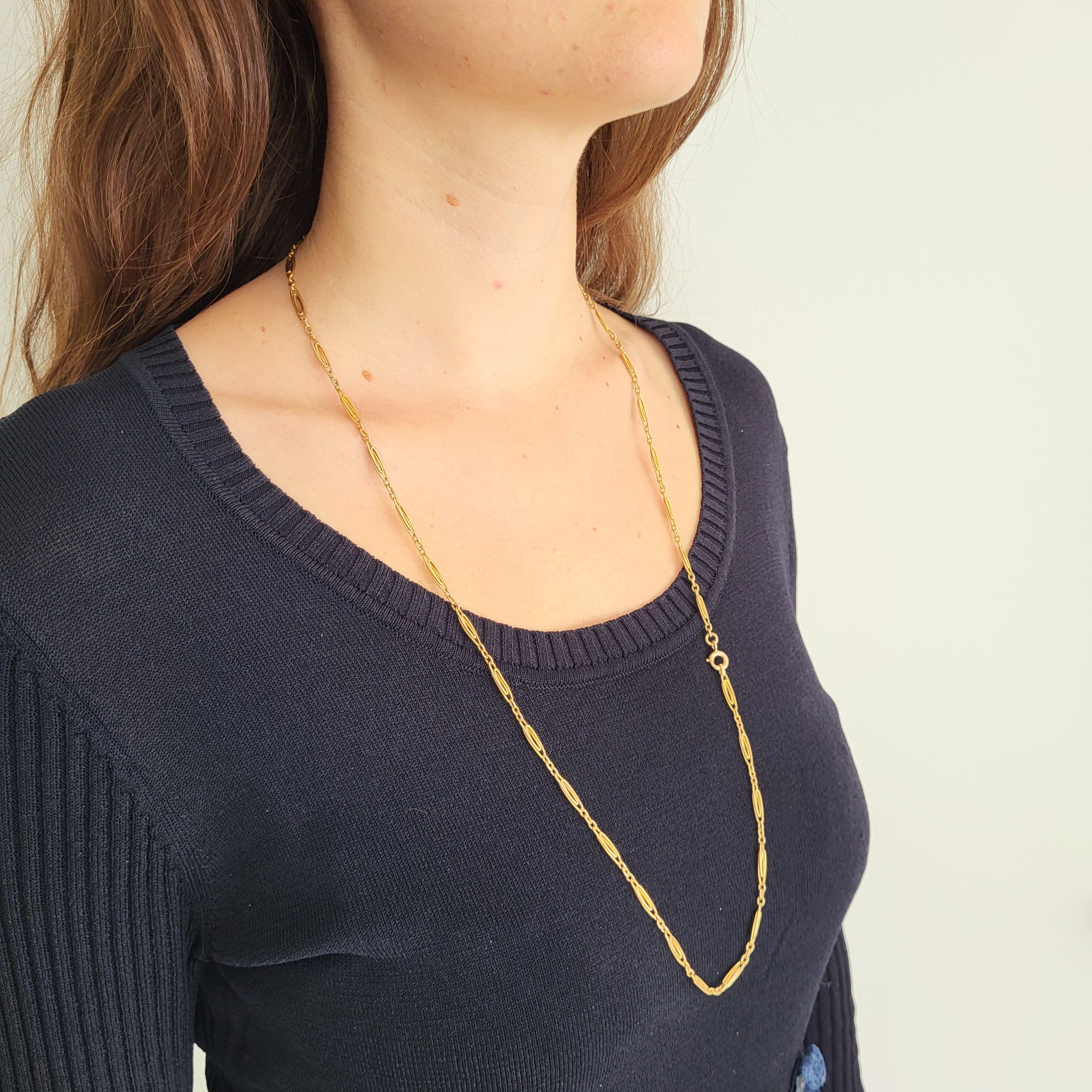French Antique Sautoir - 18K solid gold Victorian chain Necklace - 31.3 Inch 5