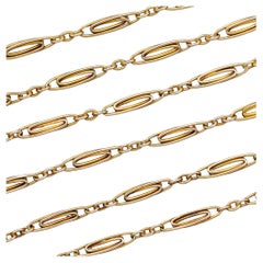 French Antique Sautoir - 18K solid gold Victorian chain Necklace - 31.3 Inch