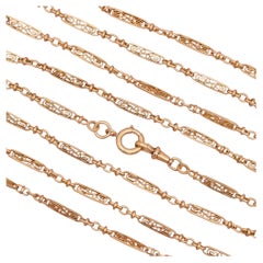 French Antique Sautoir - 18K solid gold Victorian chain Necklace - 61.4 inch