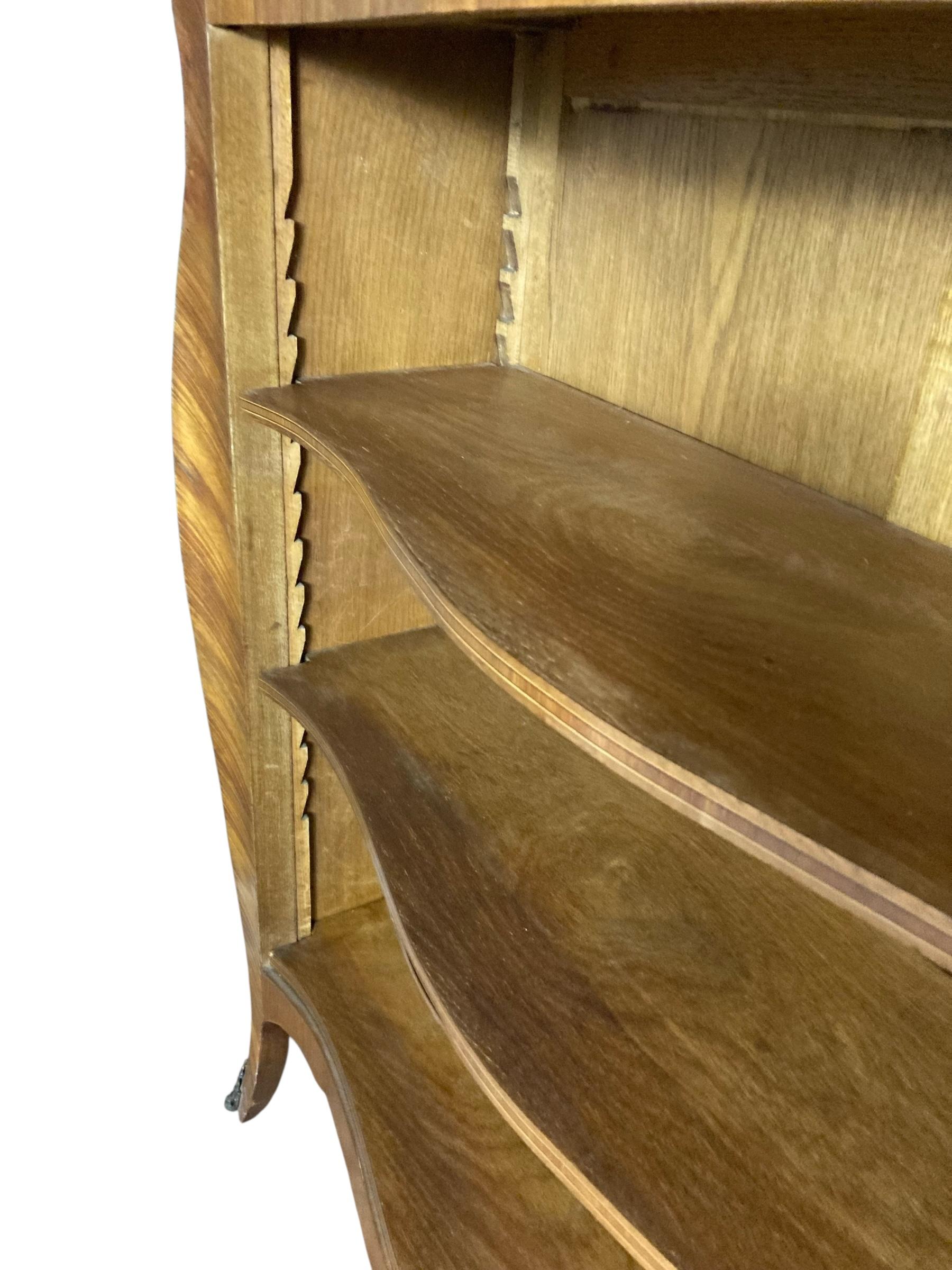 French Antique Serpentine adjustable Shelf Open Bookcase Marble Top For Sale 3