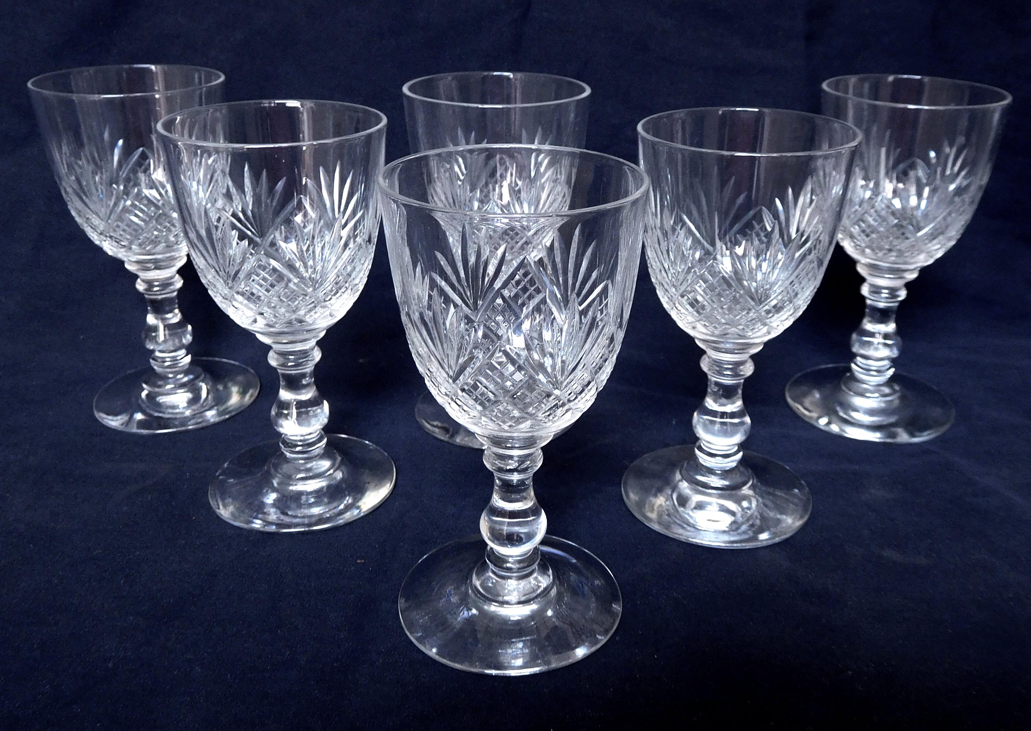 20th Century French antique set of 3 Baccarat crystal glasses - France - Douai model For Sale