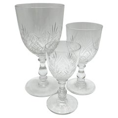 French Used set of 3 Baccarat crystal glasses - France - Douai model
