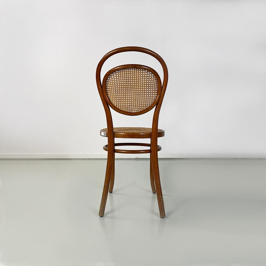 French Antique Set of Six Beech and Vienna Straw Thonet Chairs, with Brand 1900s 1