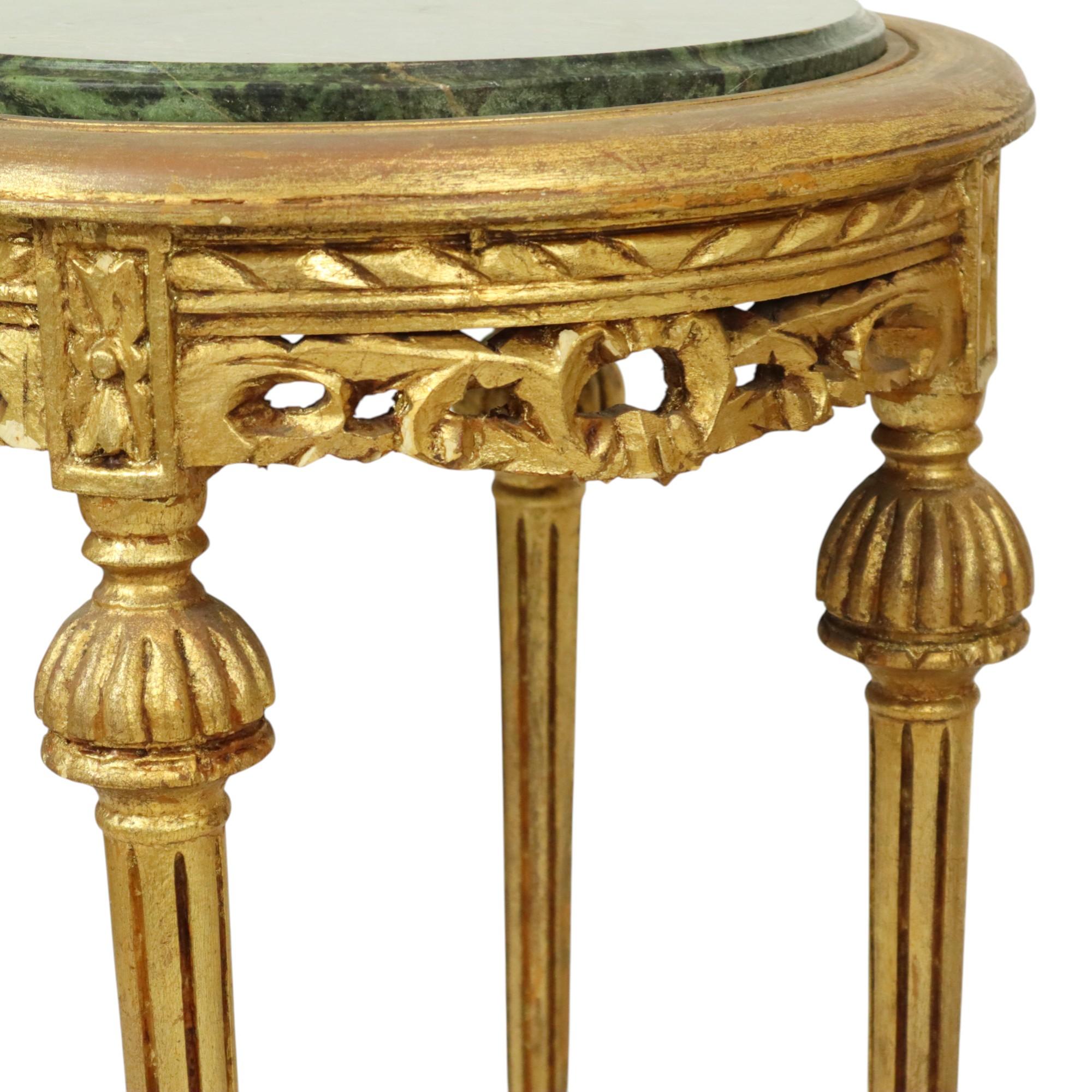 Foglia d’oro Tavolini d'antiquariato francesi Tavolini per piante in marmo stile impero in vendita