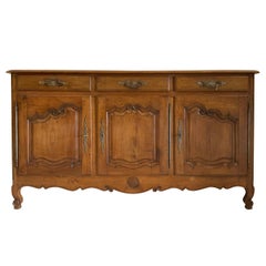 French Antique Sideboard Louis XV Style, Varnished in Walnut
