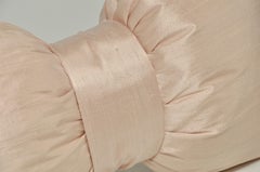 French Antique Silk Bow Pillow Champagne Colour Cushion